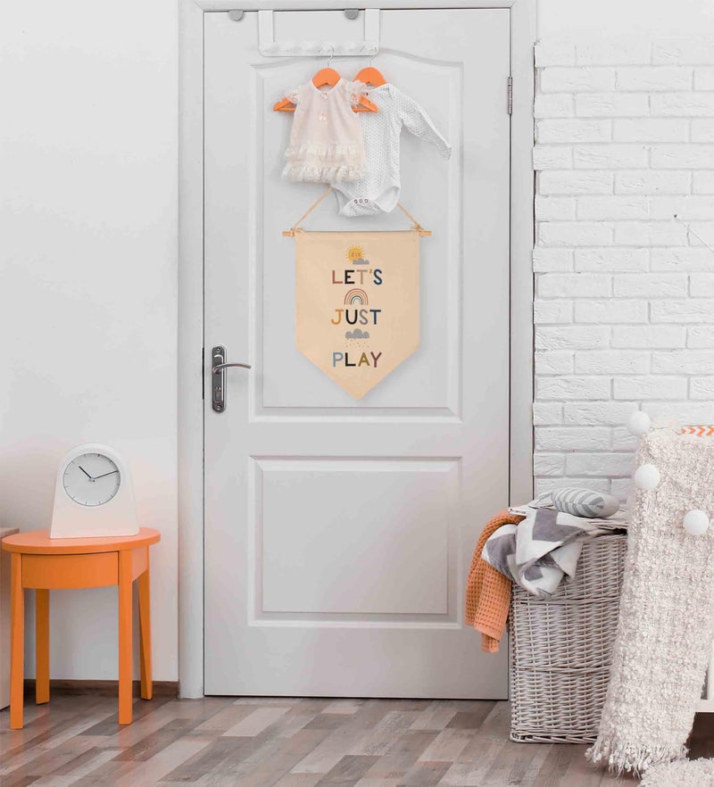 Topthink Let‘s Just Play -Canvas Hanging Flag Banner Wall Sign Decor Gift for Baby Kids Gril Boy Nursery Teen Room Front Door - Sun,Rainbow, Dark Clouds, Rains - Image 5